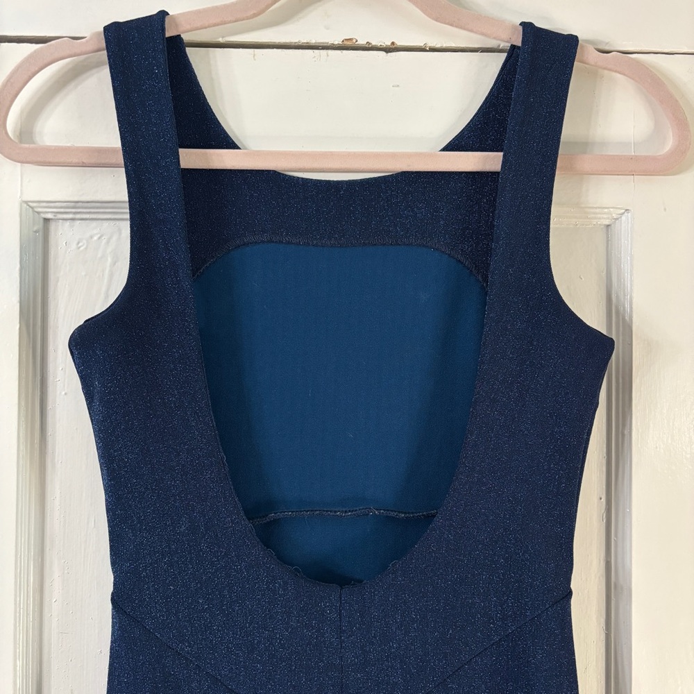 Betsey Johnson Vintage Dark Blue Shimmer Maxi Dress - Picture 7 of 15